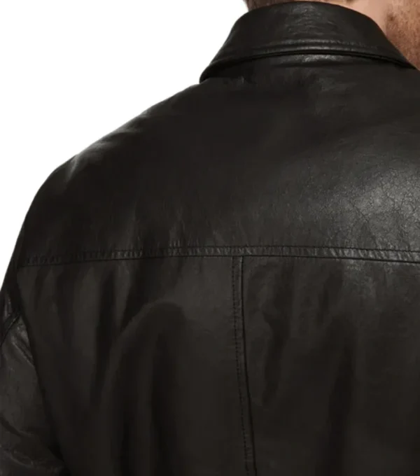Men's Black Leather Bomber Jackets