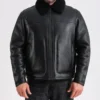 Men's Black Leather Jacket with Shearling Linings