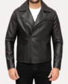 Men's Black Leather Moto Jacket