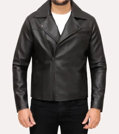 Men's Black Leather Moto Jacket