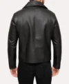 Men's Black Leather Moto Jacket Back