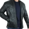 Men’s Black Shadow Biker Jacket For Sale