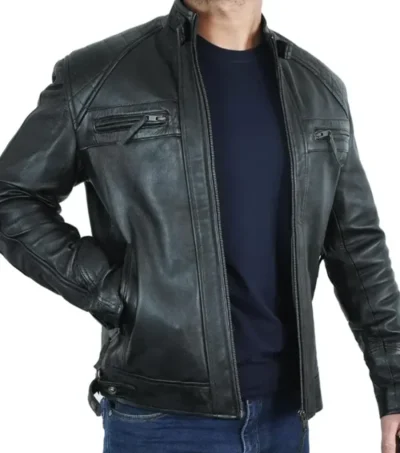 Men’s Black Shadow Biker Jacket For Sale
