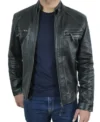 Men’s Black Shadow Biker Jacket Front