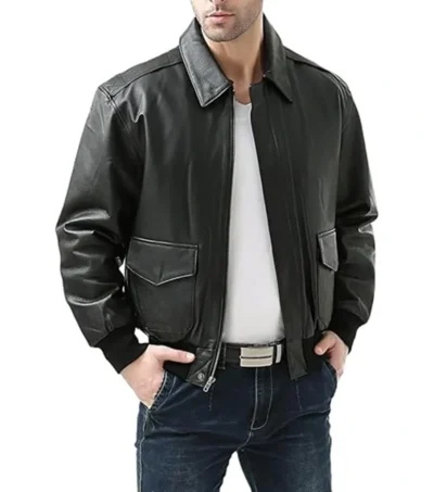 Men's Bomber Zipper Jacket in Black