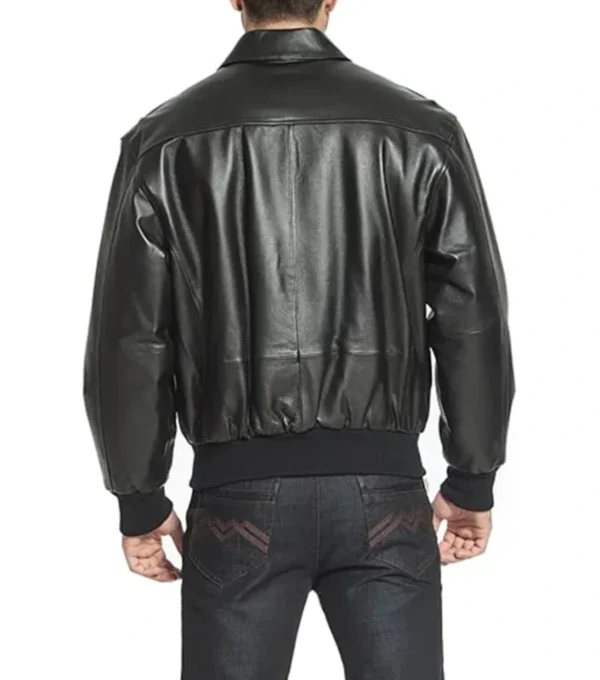 Men's Bomber Zipper Jacket in Black Back