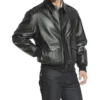Men's Bomber Zipper Jacket in Black Front