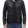 Men’s Classic Black Biker Leather Cafe Racer Jacket