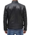 Men’s Classic Black Biker Leather Cafe Racer Jacket Back