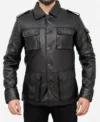Men's Classic Black Vintage Leather Jacket Front