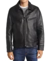 Men's Leather Jacket with Shearling Lining Front
