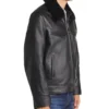 Men's Leather Jacket with Shearling Lining Side Look