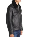 Men's Leather Jacket with Shearling Lining Side Look