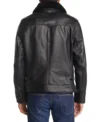 Men's Leather Jacket with Shearling Linings back