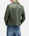 Olive Green Biker Leather Jacket for Women Back