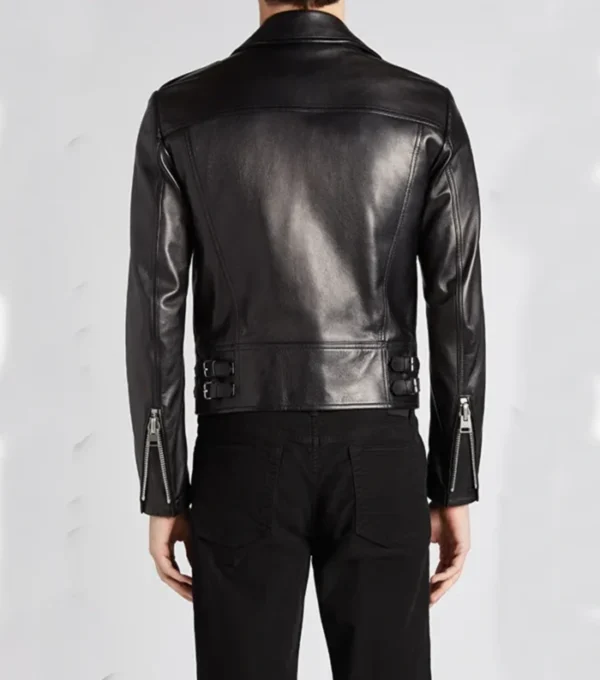 Premium Black Biker Jacket Back