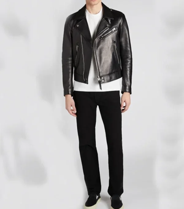 Premium Black Biker Jacket Front