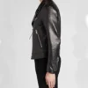 Premium Black Biker Jacket Side Look