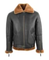 RAF Black B3 Bomber Jacket with Brown Shearling Lining