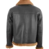 RAF Black B3 Bomber Jacket with Brown Shearling Lining Back
