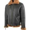 RAF Black B3 Bomber Jacket with Brown Shearling Lining For Sale