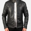 Slim Fit Black Cafe Racer Leather Jacket