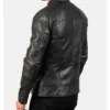 Slim Fit Black Cafe Racer Leather Jacket Back