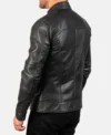 Slim Fit Black Cafe Racer Leather Jacket Back