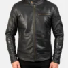 Slim Fit Black Cafe Racer Leather Jacket Sale