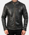 Slim Fit Black Cafe Racer Leather Jacket Sale