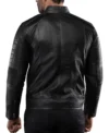 Slim Fit Black Leather Racer Jacket Back