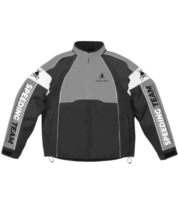 Speeding Team Racer Hoodie Black and Grey