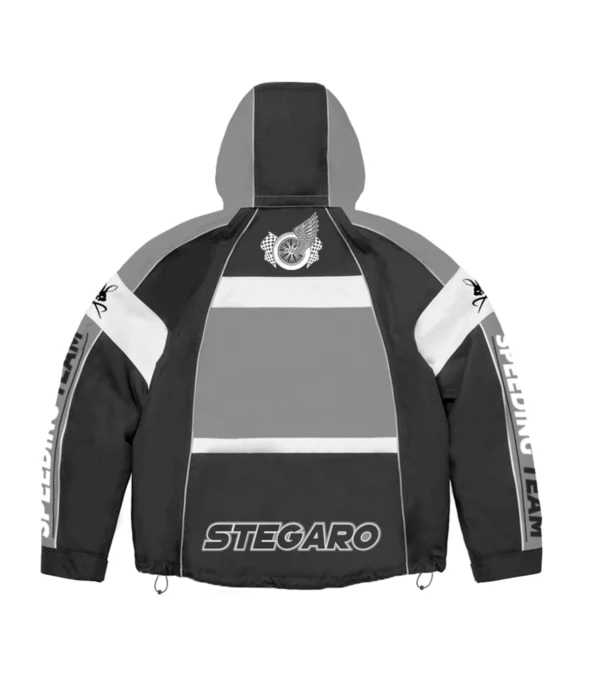 Speeding Team Racer Hoodie Black and Grey Back