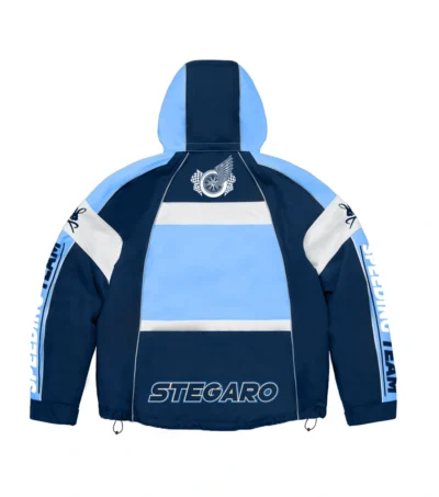 Speeding Team Racer Hoodie Blue and Navy Blue Back