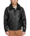 Stylish Black Bomber Jacket with Leather and Fur