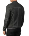 Stylish Black Leather Cafe Racer Jacket with Zipper Back