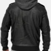 Stylish Black Leather Hooded Jacket for Men Back
