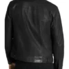 Stylish Black Leather Trucker Jacket Back