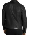 Stylish Black Leather Trucker Jacket Back