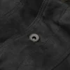 Stylish Black Leather Trucker Jacket Button