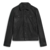 Stylish Black Leather Trucker Jacket Fronts