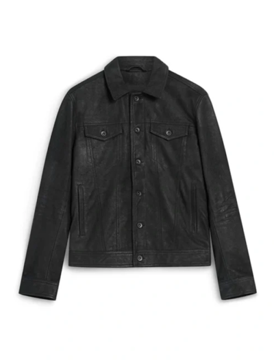 Stylish Black Leather Trucker Jacket Fronts