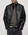 Stylish Black Zippered Leather Jacket