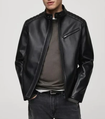 Stylish Black Zippered Leather Jacket