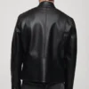 Stylish Black Zippered Leather Jacket Back