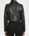 Stylish Women's Black Motorcycle Leather Jacket Back