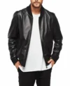 The Classic Black Leather Bomber Jacket