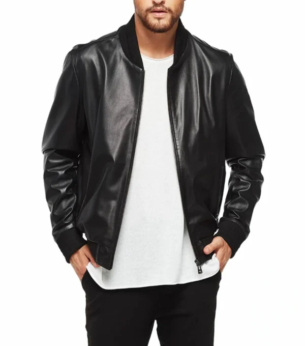The Classic Black Leather Bomber Jacket