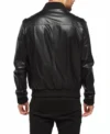 The Classic Black Leather Bomber Jacket Back