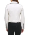 White Leather Biker Jacket for Women Back